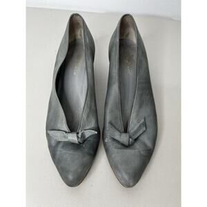 Eliot Made In Italy Vintage Gray Blue Leather Kitten Heel Shoes Size 5.5